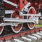 Wheelset, wheels of old steam locomotives. a pair of wheels. retro locomotives. vintage