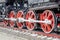 Wheelset, wheels of old steam locomotives. a pair of wheels. retro locomotives. vintage