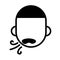 Wheezing, coughing man, minimal black and white outline icon. Flat vector illustration. Isolated on white.