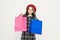 Where fashion comes to life. Shopping day. Happy child hold packages. Girl with shopping bag. Save money. Rediscover