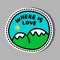 Where is love hand drawn vector illustration pin sticker patch hills mountains landscape