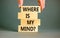 Where is my mind symbol. Concept words Where is my mind on wooden block. Beautiful white table white background. Businessman hand