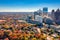 Where suburban houses and downtown Atlanta buildings meet during the fall