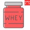 Whey protein color line icon, fitness and diet, supplements sign vector graphics, editable stroke colorful linear icon