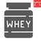 Whey protein glyph icon, fitness and diet, supplements sign vector graphics, editable stroke solid icon, eps 10.