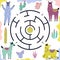 Which llama gets to the cactus. Funny maze game for kids with alpacas