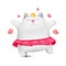 Whie kitty ballerina cartoon character dancing in pink skirt