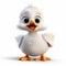 Whimsical 3d Cartoon White Duck Image Inspired By Firmin Baes And Disney Animation