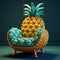 Whimsical 3d Hdr Image Of Pineapple Chair With Cartoon Style