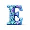 Whimsical 3d Model Letter E With Blue Leaves