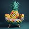 Whimsical 3d Pineapple Chair: Moody Colors And Hyper-detailed Renderings
