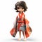 Whimsical 3d Rendered Anime Girl In Kimono - Camila