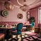 A whimsical Alice in Wonderland-inspired tea room with oversized furniture and playful decor2