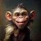 A whimsical and amusing portrait of a playful monkey, capturing its mischievous personality and humor in a delightful