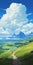 Whimsical Anime Concept Art Expansive Landscapes With Blue Sky And Clouds