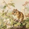 Whimsical Baby Gerbil Nibbling On Tree: Playful And Serene Artwork