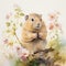 Whimsical Baby Gopher Nibbling On Tree - Serene Nature Art