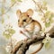Whimsical Baby Spiny Mouse Nibbling On Tree In Serene Natural Setting