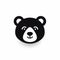 Whimsical Bear Face Icon: Playful Monochromatic Graphic Design