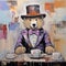 Whimsical Bear: A Surreal Modernism Painting With Vibrant Colors