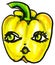 Whimsical Big Eyed Yellow Bell Pepper Illustration