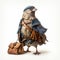 Whimsical Bird In Bavarian Attire With Potato Sack