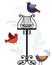 Whimsical birds with music stand