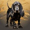 Whimsical Black And White Bloodhound Dog Portrait - Fantasy Illustration
