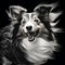 Whimsical Black And White Dog Digital Painting - Joyful Chaos