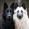 Whimsical Black And White German Shepherds - Bold Chromaticity Portraits