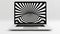 Whimsical Black And White Laptop Screen Illusion - Psychedelic Abstraction