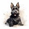 Whimsical Black And White Scottish Terrier Dog Caricatures