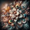 Whimsical Bloom: Digital Flower with Swirling Petals, generative ai