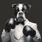 Whimsical Boxer Dogs In Monochromatic Realism: Playful And Iconic Illustrations