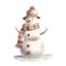 Whimsical Brown Pastel Snowman Clipart Illustration