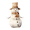 Whimsical Brown Pastel Snowman Clipart Illustration