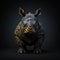 Whimsical Bugcore Rhino: Golden Design In Traditional Japanese Style