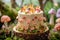 A whimsical cake adorned with intricate sugar flowers and vibrant butterflies. Generative AI