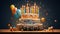 A whimsical cake with candles and the words \\\'Celebrate