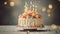 A whimsical cake with candles and the words \\\'Celebrate