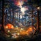 Whimsical camping scene in surreal art style