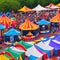 A whimsical carnival with colorful tents, thrilling rides, and performers showcasing extraordinary talents1, Generative AI