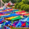 A whimsical carnival with colorful tents, thrilling rides, and performers showcasing extraordinary talents5, Generative AI