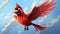 Whimsical Cartoon Cardinal Soaring In Concept Art Style