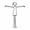 Whimsical Cartoon Drawing Of A Joyful Stick Figure Woman