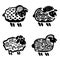 Whimsical cartoon spring sheep illustration set. Vector easter farm animal.