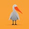 Whimsical Cartoon Stork Illustration On Orange Background