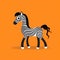 Whimsical Cartoon Zebra On Orange Background - Minimalist Gray Horse Clipart