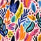 Whimsical Cartooning: Colorful Leaves Pattern Inspired By Matisse\\\'s Naive Art
