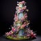 Whimsical Cascade: A Multi-tiered Wedding Cake Delight